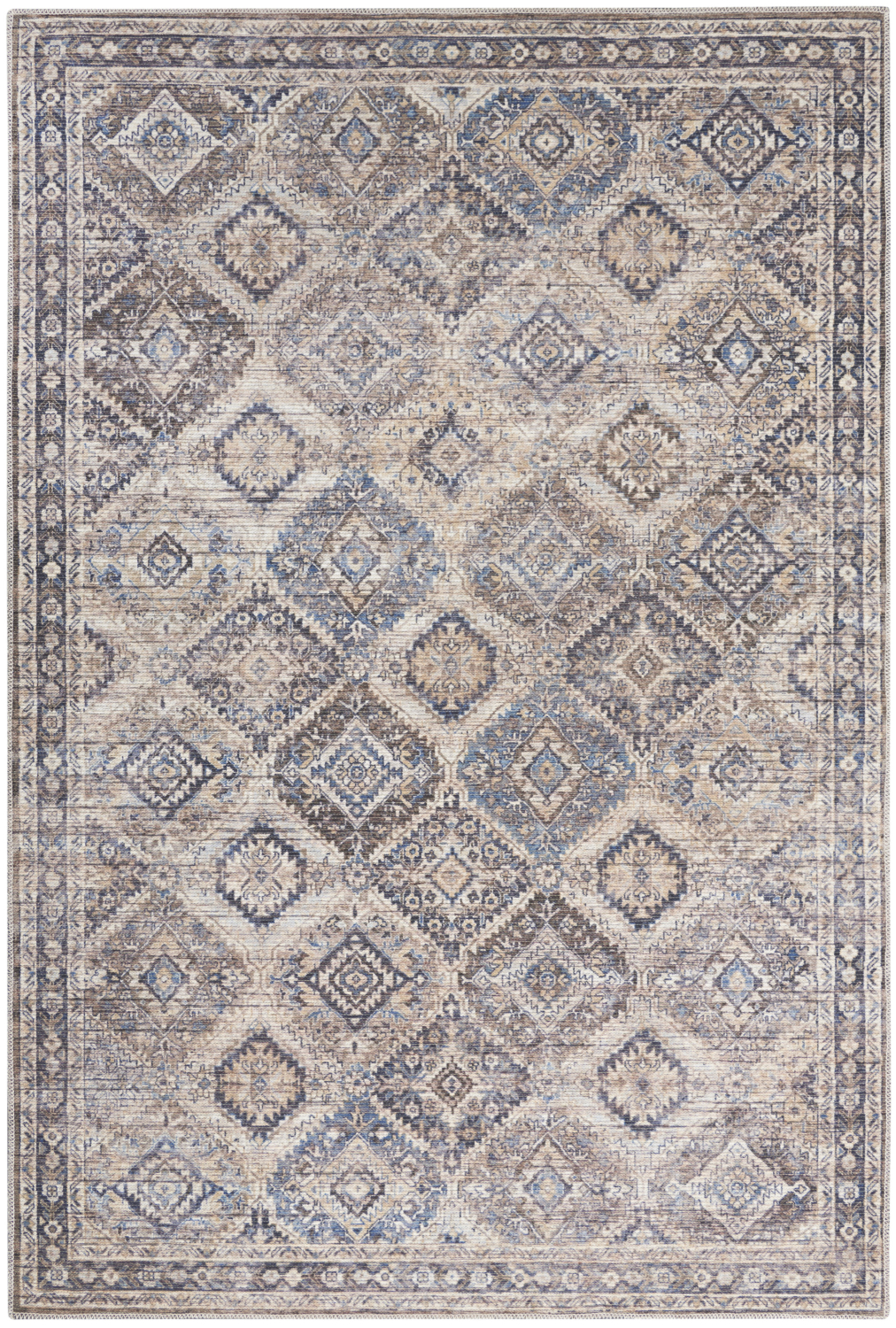 Nicole Curtis Machine Washable Series 1 6' x 9' Ivory/Latte Vintage Indoor Rug