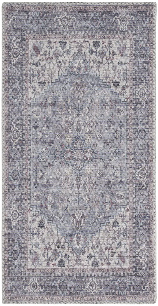 Nicole Curtis Machine Washable Series 1 3' x 5' Grey Vintage Indoor Rug