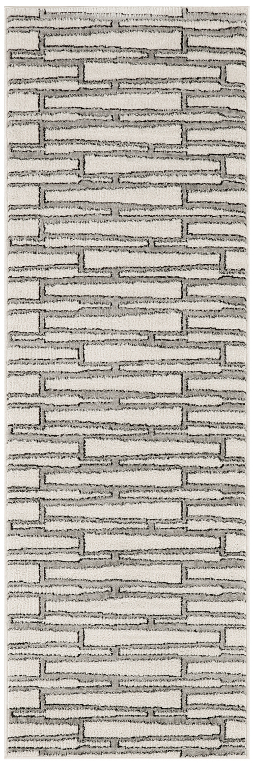 Nourison Nordic 2' x 6' Ivory Grey Scandinavian Indoor Rug