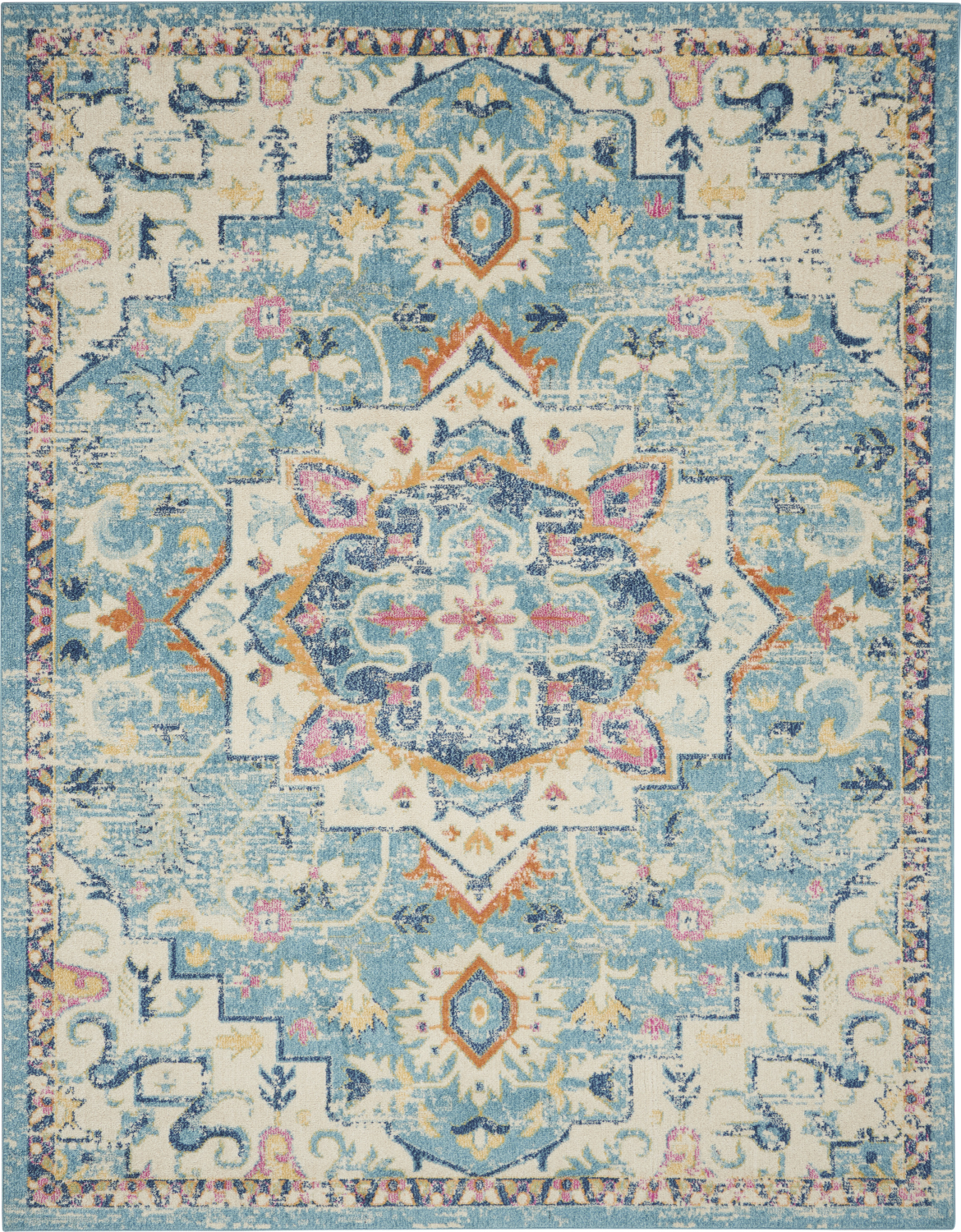 Nourison Passion 9' x 12' Ivory/Light Blue Bohemian Indoor Rug