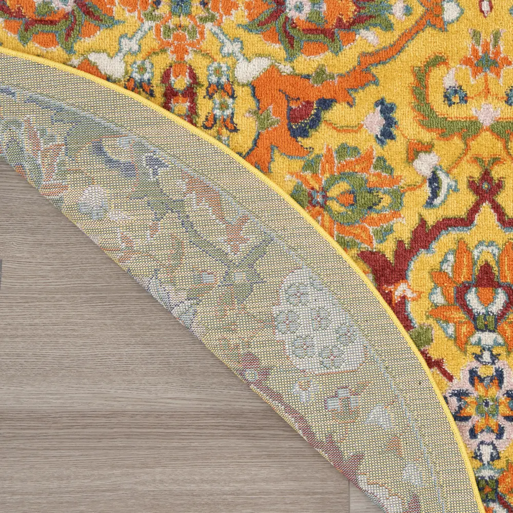 Nourison Allur 7’10” x Round Yellow Multicolor Bohemian Indoor Rug
