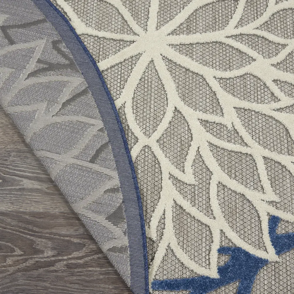 Nourison Aloha 4' x Round Blue Multicolor Tropical Rug