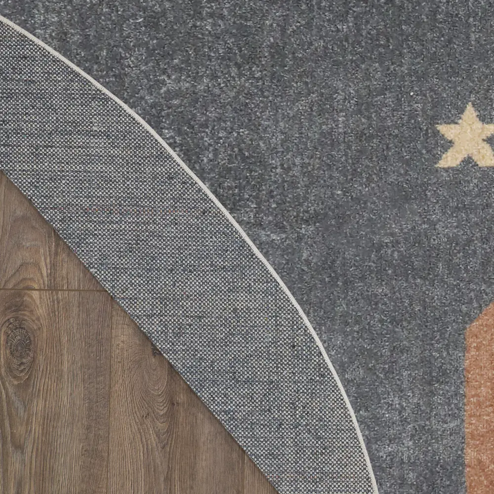 Nourison Astra Machine Washable 4' x Round Sky Blue Kids Indoor Rug