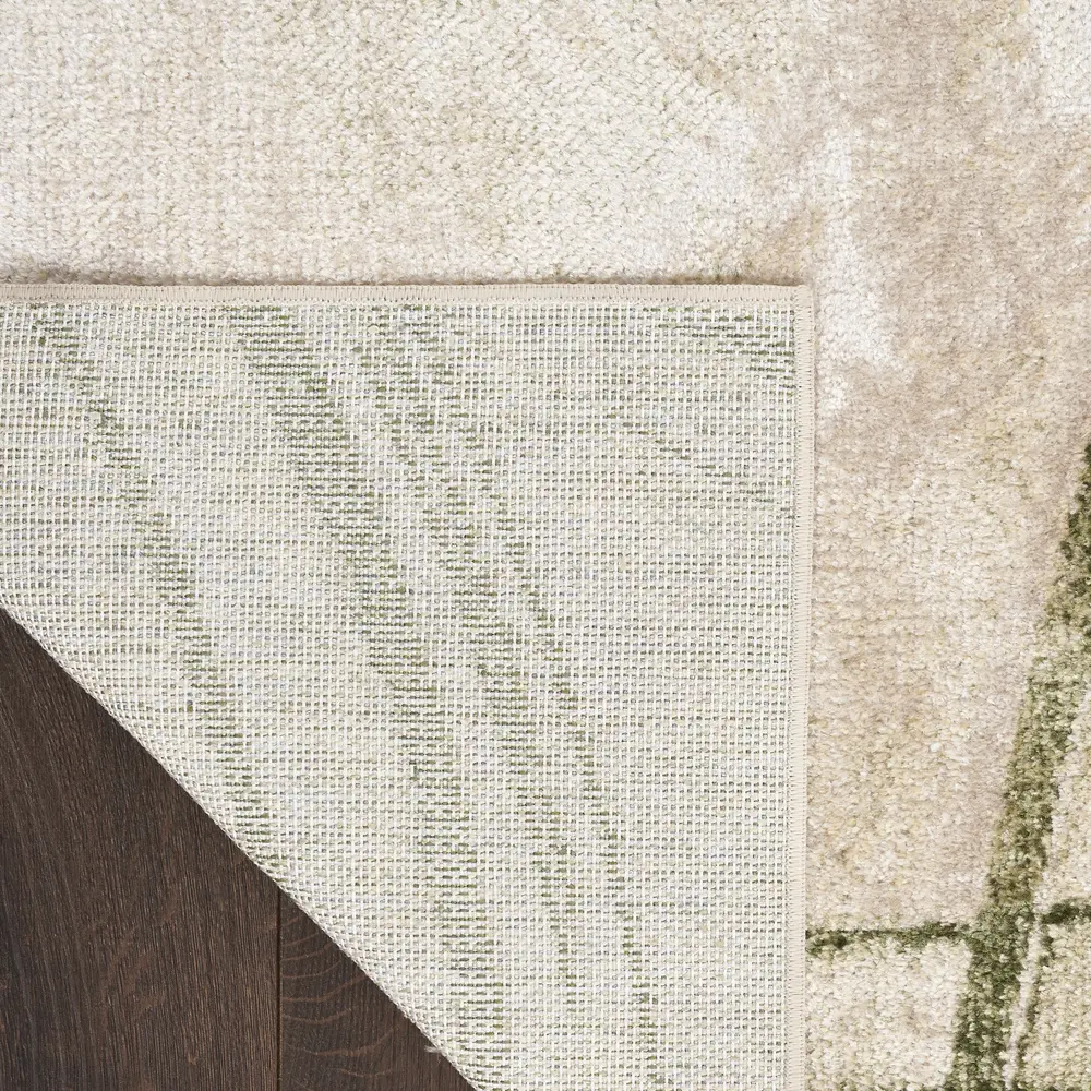 Nourison Astra Machine Washable 4' x 6' Beige Green Modern Indoor Rug