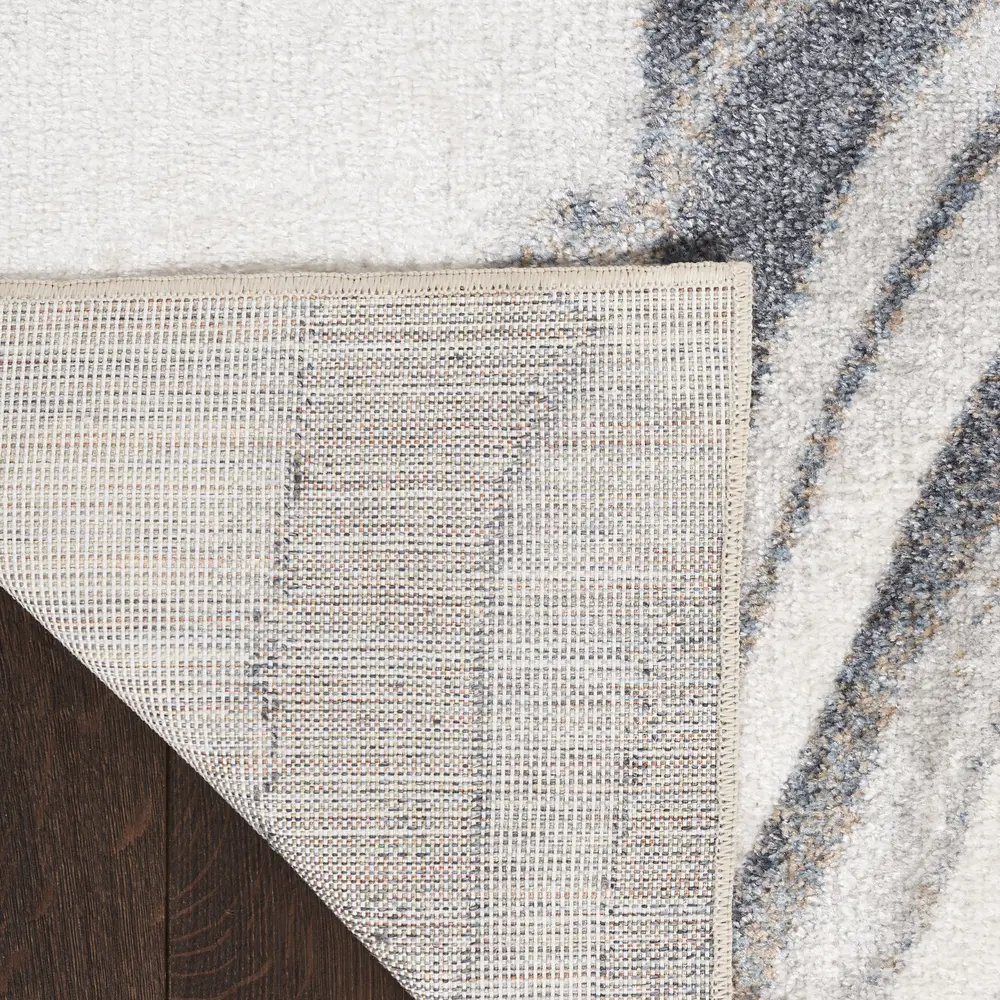 Nourison Astra Machine Washable 2' x 6' Ivory Grey Modern Indoor Rug