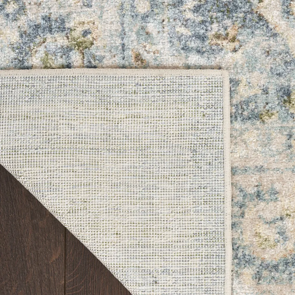 Nourison Astra Machine Washable 4' x 6' Teal Beige Vintage Indoor Rug