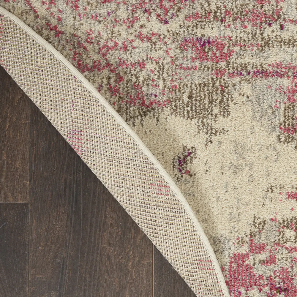 Nourison Celestial 4' x Round Ivory Pink Modern Indoor Rug