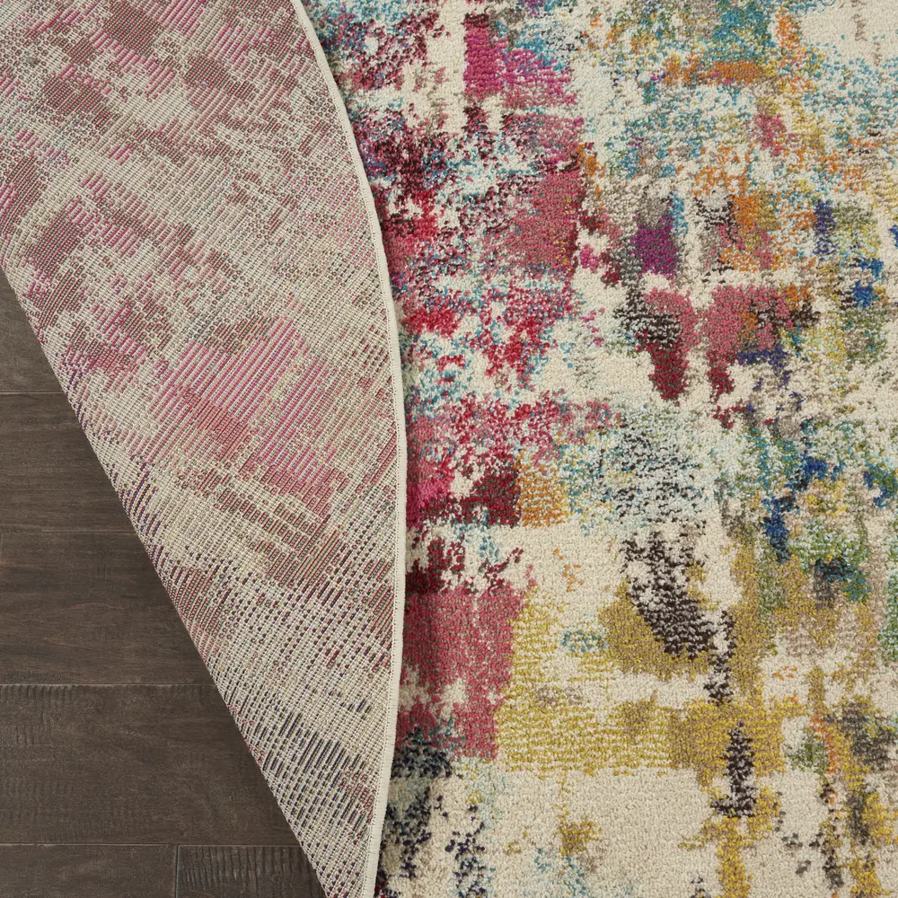 Nourison Celestial 7’10” x Round Pink Multicolor Modern & Contemporary Indoor Rug