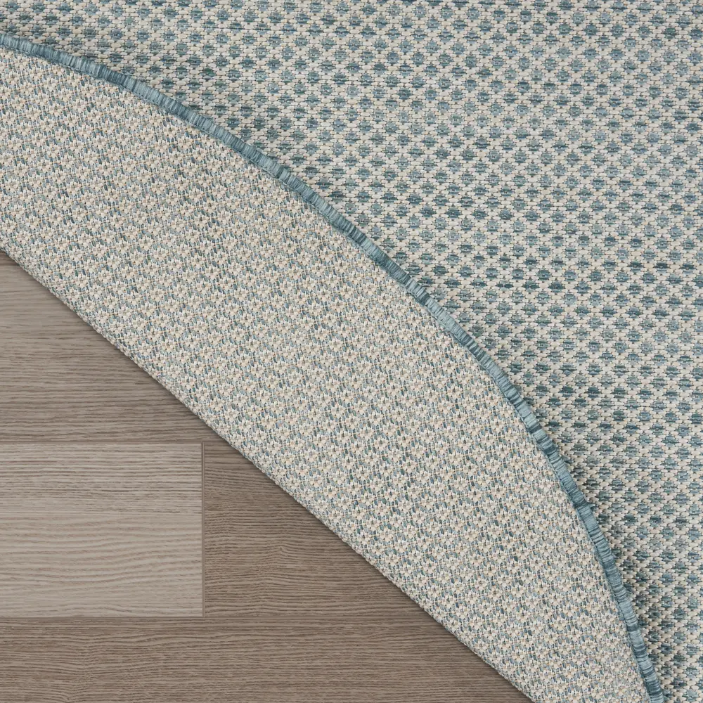 Nourison Courtyard 4' x Round Ivory Aqua Modern Rug