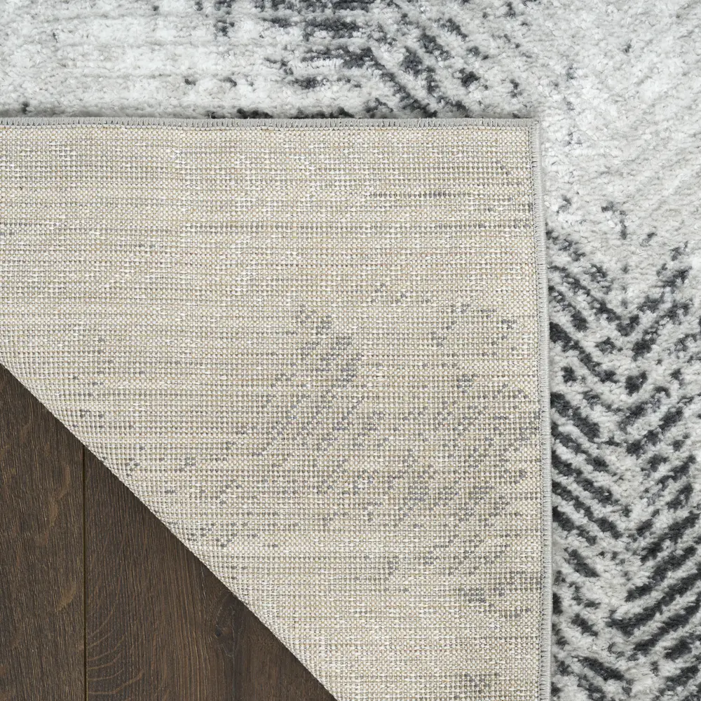 Nourison Dekor 2' x 4' Grey Charcoal Modern Indoor Rug