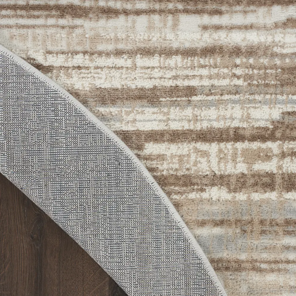 Nourison Elation 7’10” x Round Ivory Grey Modern Indoor Rug