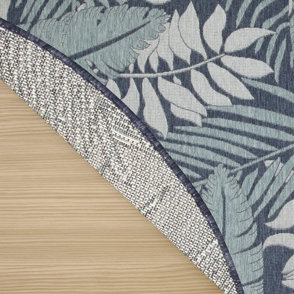 Nourison Garden Oasis 4' x Round Navy Outdoor Rug