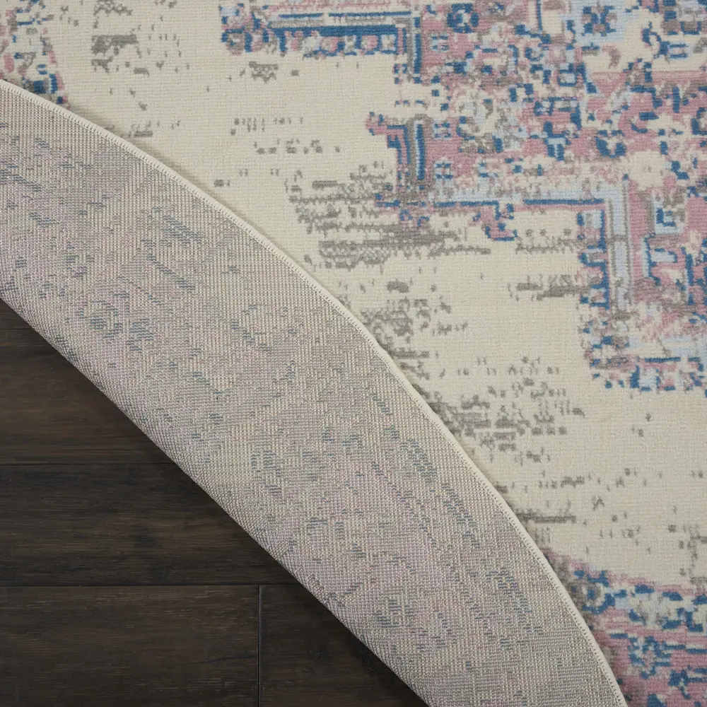 Nourison Grafix 8' x Round Ivory Pink Vintage Indoor Rug