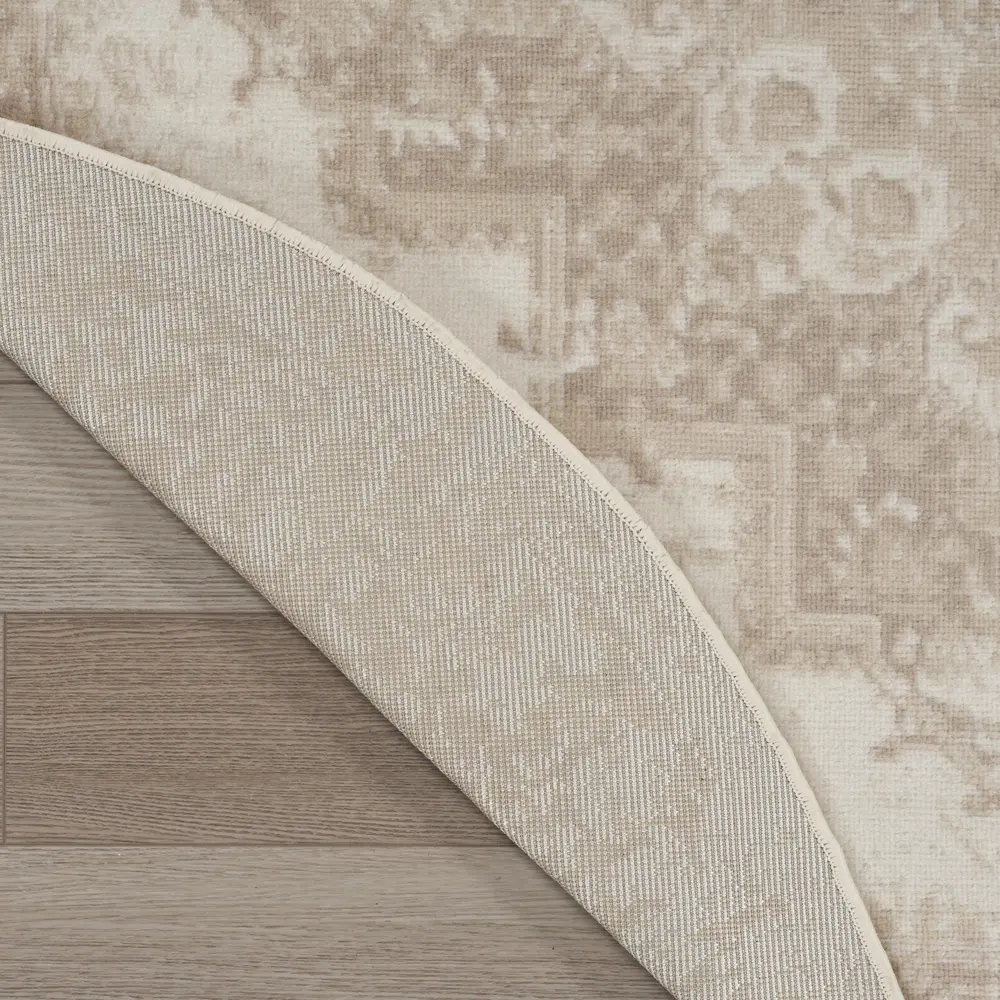 Nourison Grafix 8' x Round Ivory Beige Vintage Indoor Rug