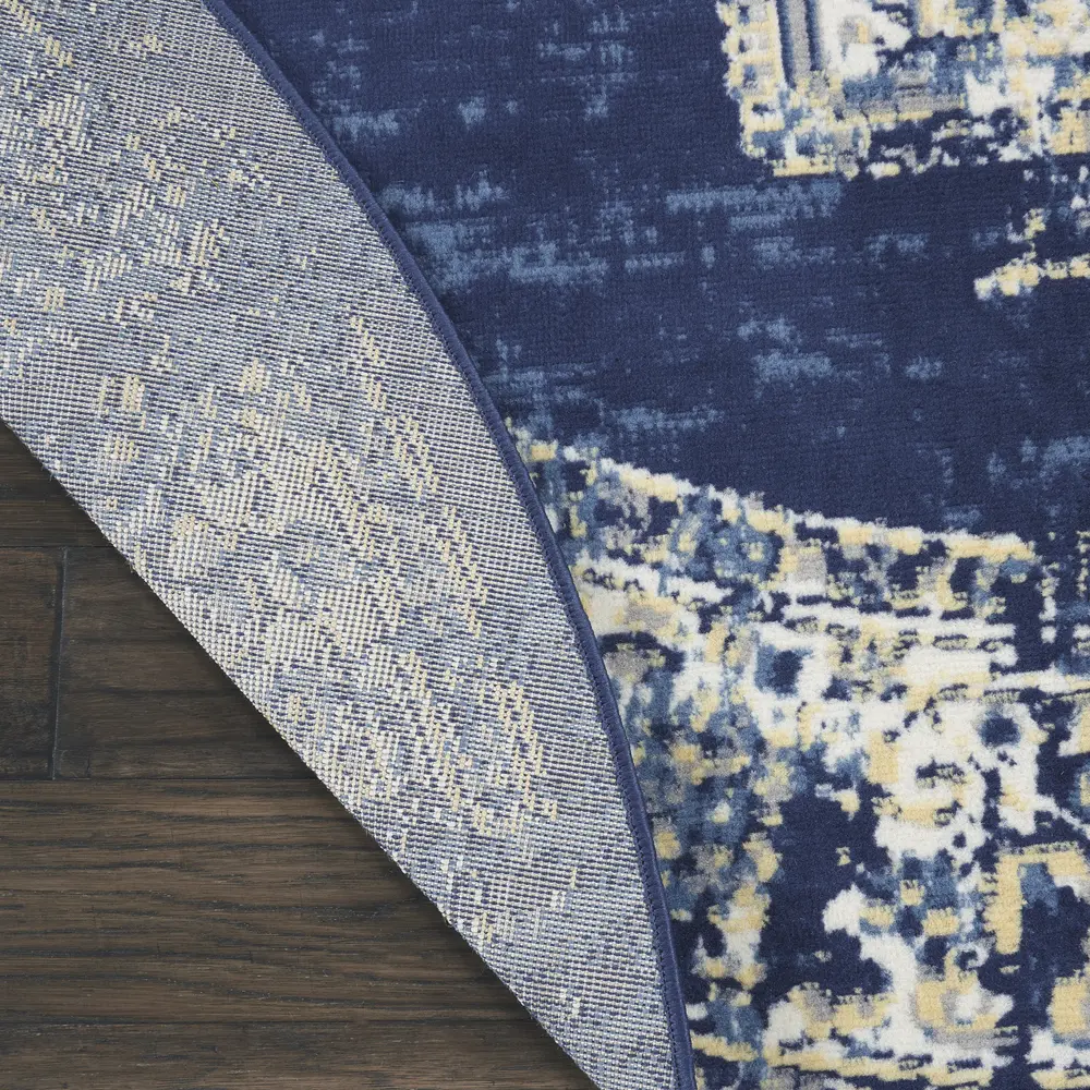 Nourison Grafix 8' x Round Navy Blue Vintage Indoor Rug