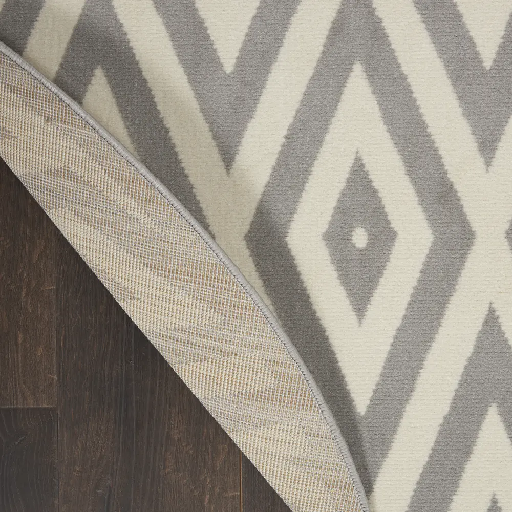 Nourison Grafix 8' x Round White/Grey Mid-Century Modern Indoor Rug