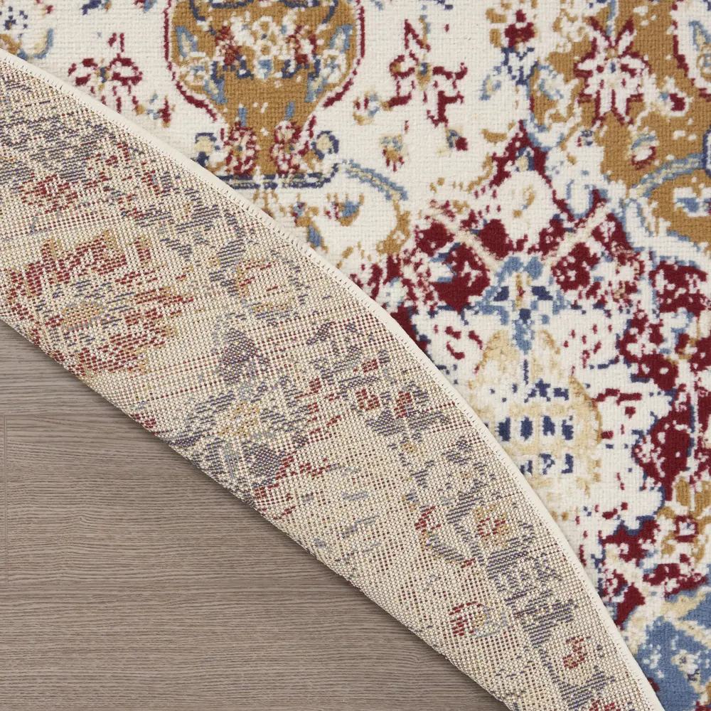 Nourison Grafix 4' x Round Blue Multicolor Vintage Indoor Rug