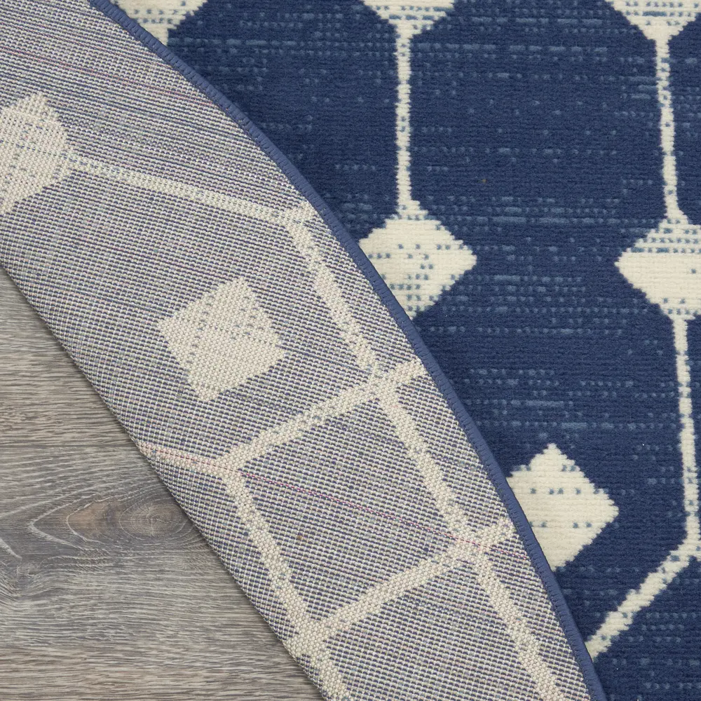 Nourison Grafix 8' x Round Navy Bohemian Indoor Rug