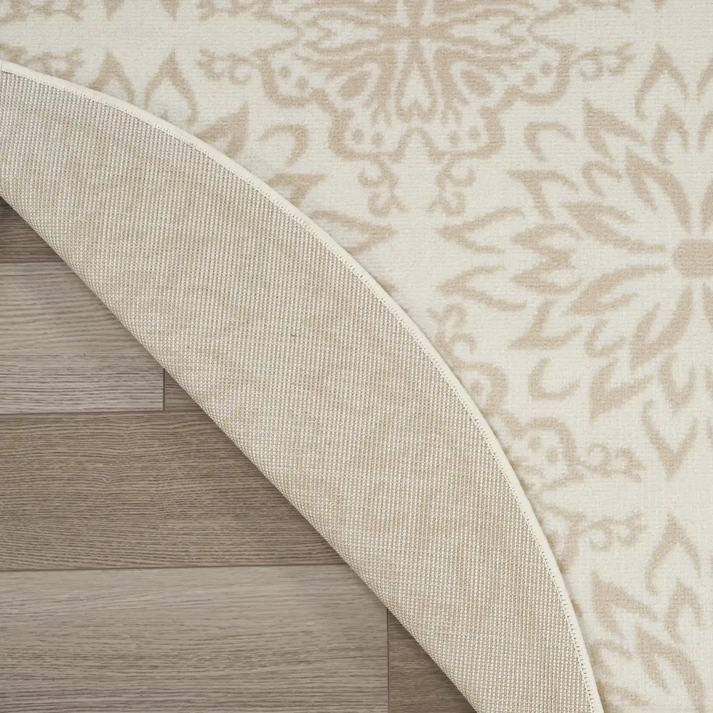 Nourison Jubilant 8' x Round Ivory Beige Farmhouse Indoor Rug