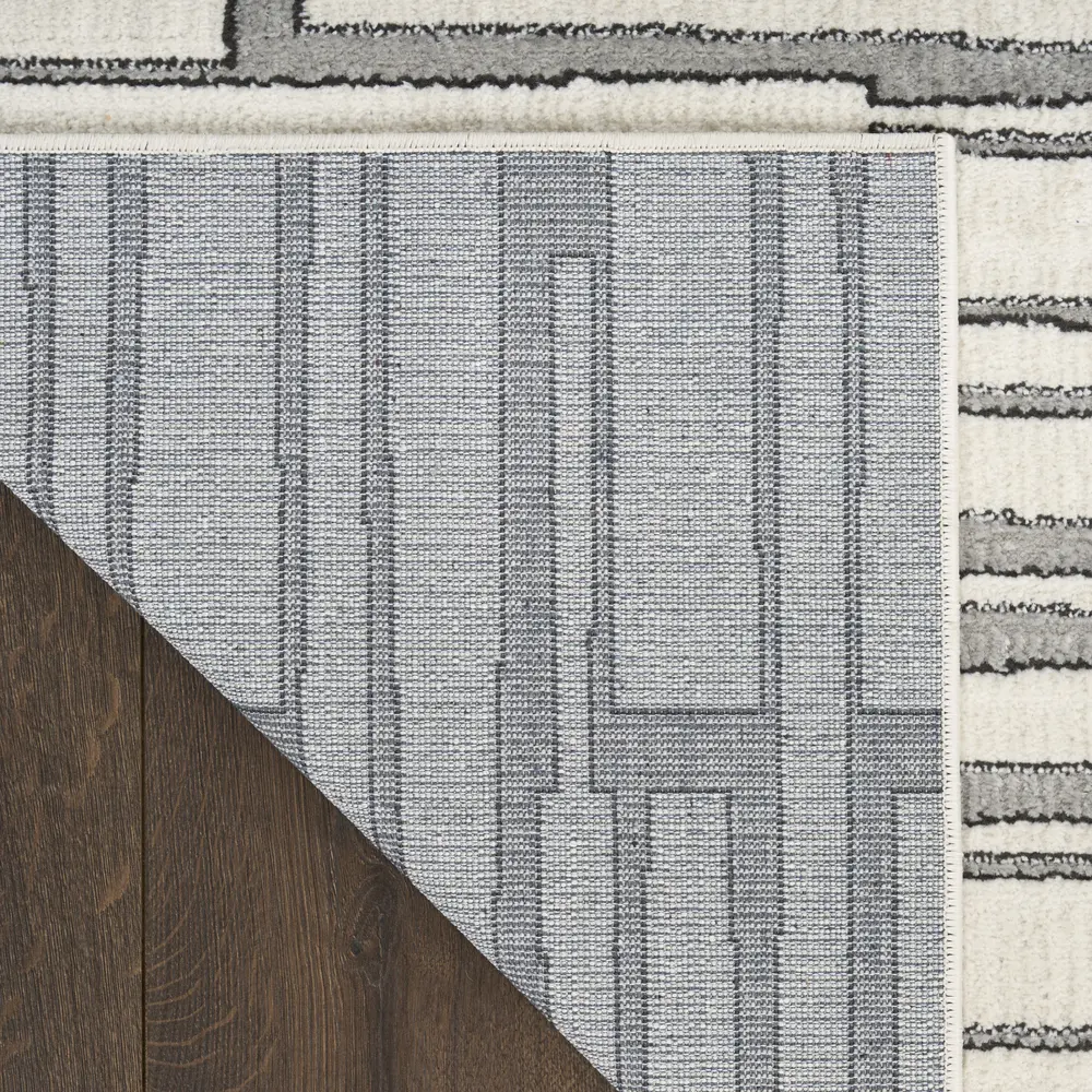 Nourison Nordic 4' x 6' Ivory Grey Scandinavian Indoor Rug