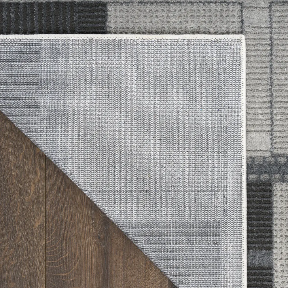 Nourison Nordic 2' x 6' Grey Black Modern Indoor Rug