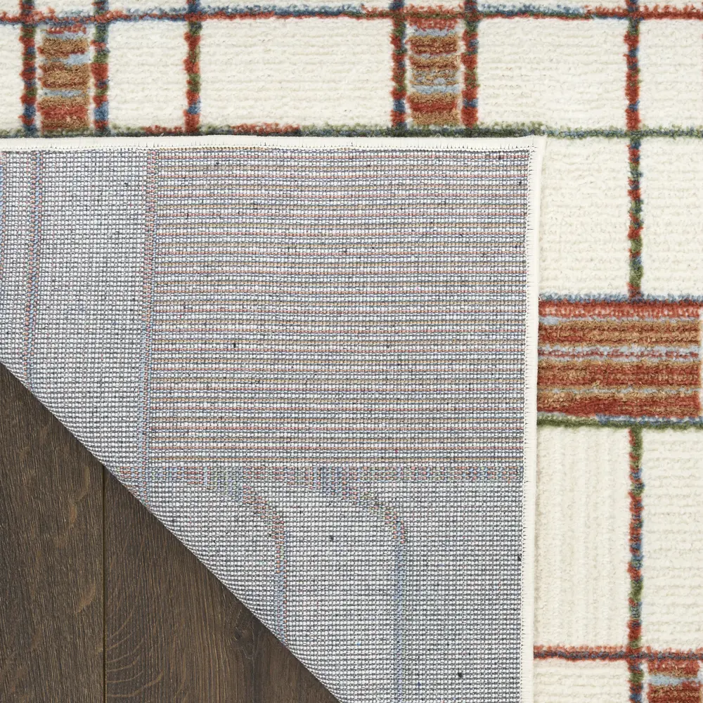 Nourison Nordic 2' x 6' Ivory Rust Mid-Century Modern Indoor Rug