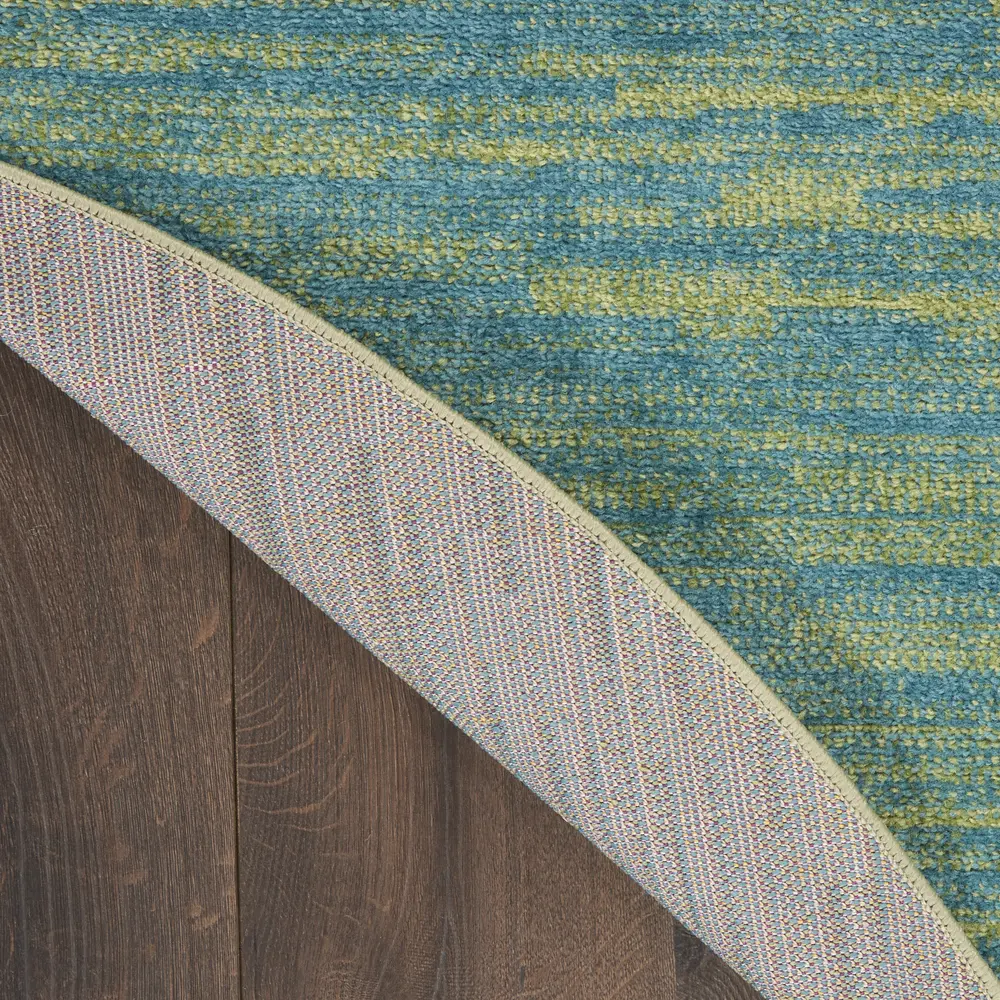 Nourison Essentials 4' x Round Blue Green Outdoor Rug