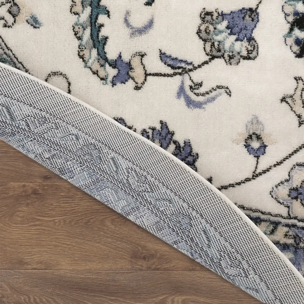 Nourison Essentials 8' x Round Ivory Blue Vintage Rug