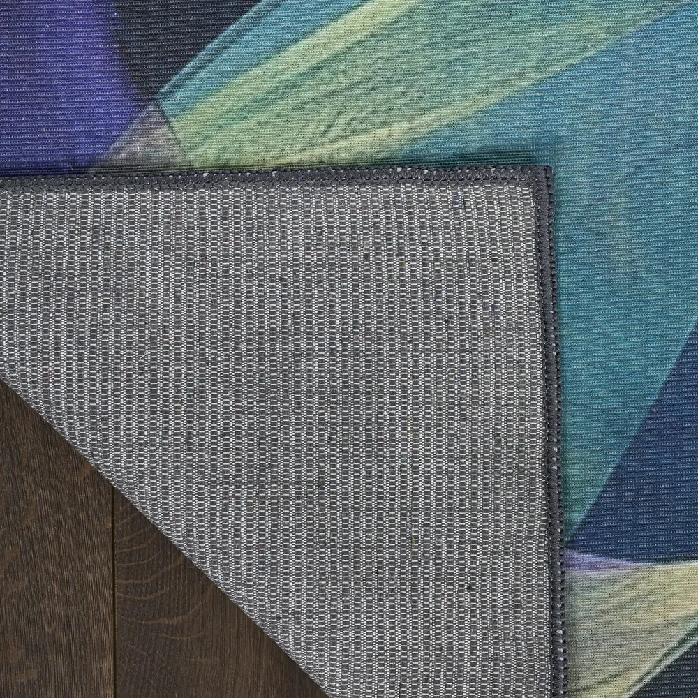 Nourison Washables 3' x 5' Blue Multicolor Modern Indoor Rug