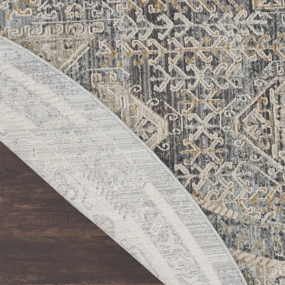 Nourison Nyle 7’10” x Round Ivory Charcoal Vintage Indoor Rug