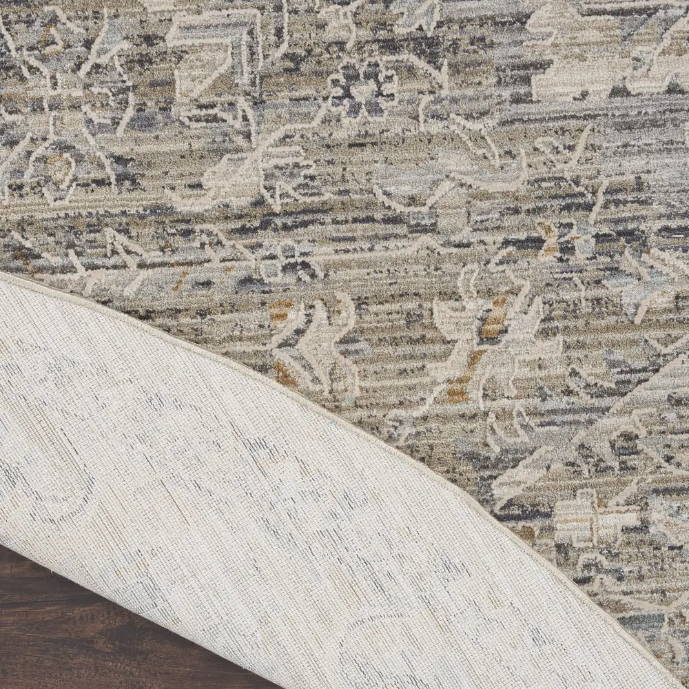 Nourison Nyle 7’10” x Round Ivory Taupe Vintage Indoor Rug