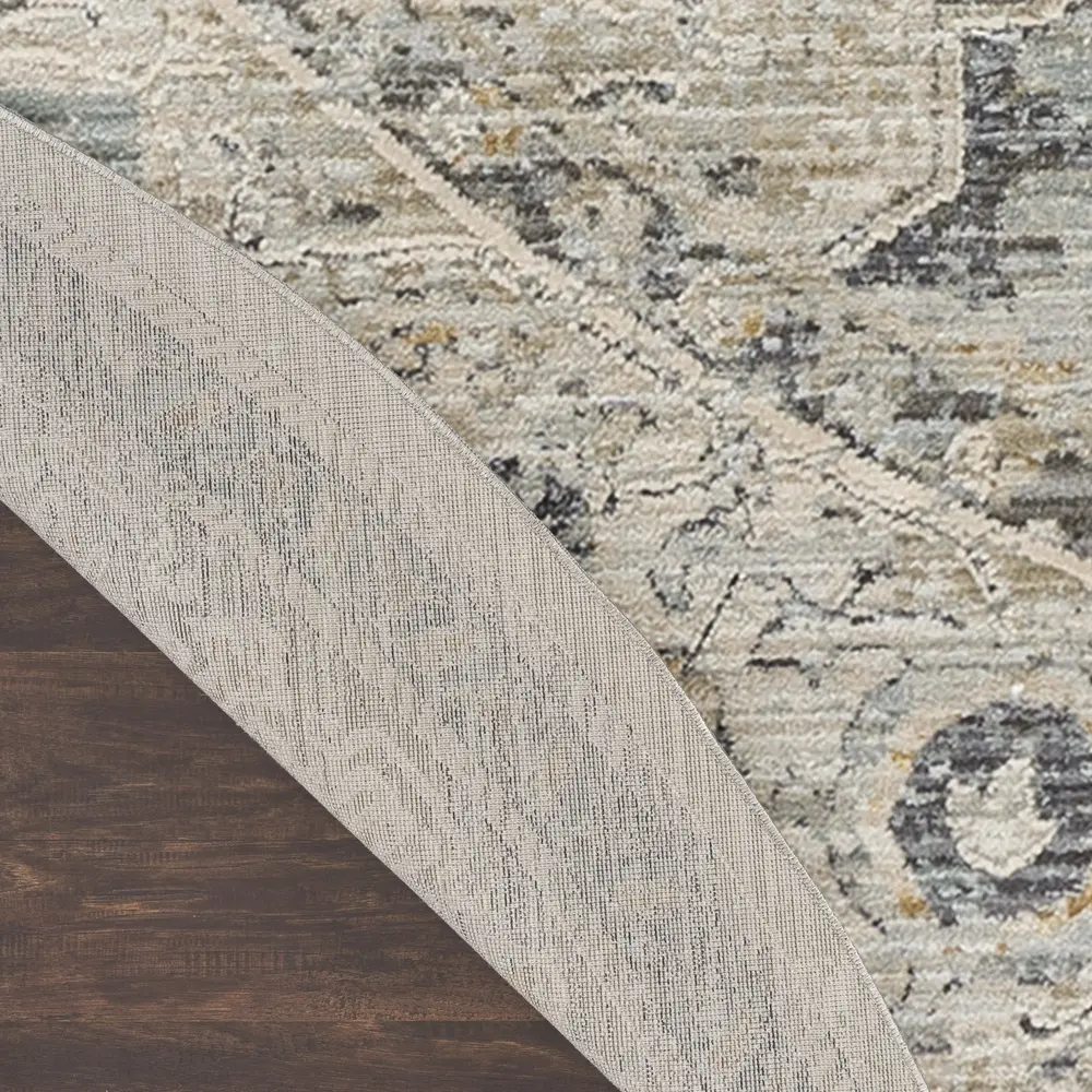 Nourison Nyle 7’10” x Round Light Blue Vintage Indoor Rug