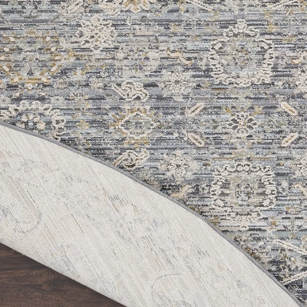 Nourison Nyle 7’10” x Round Charcoal Vintage Indoor Rug