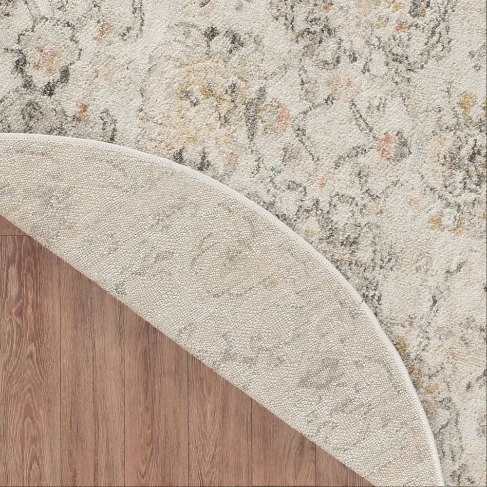 Nourison Oushak Home 4' x Round Grey Vintage Indoor Rug