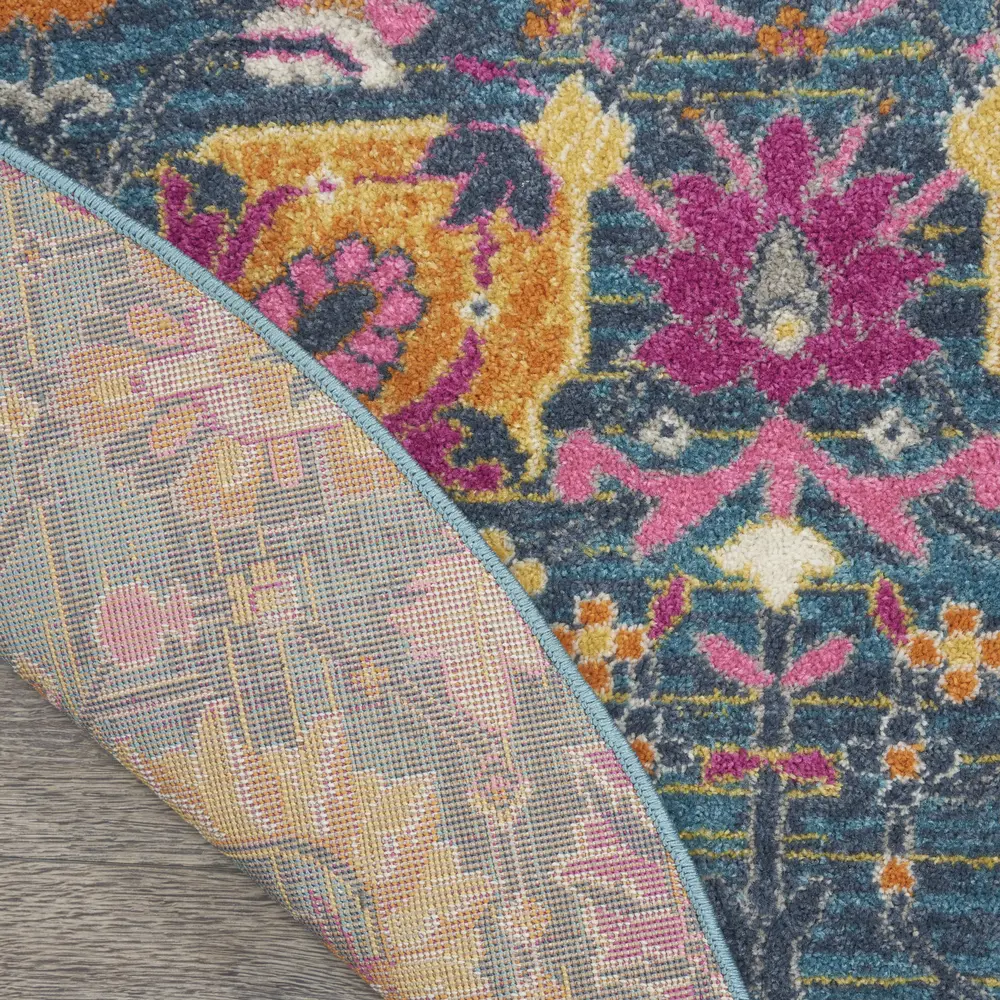 Nourison Passion 5' x Round Denim Bohemian Indoor Rug