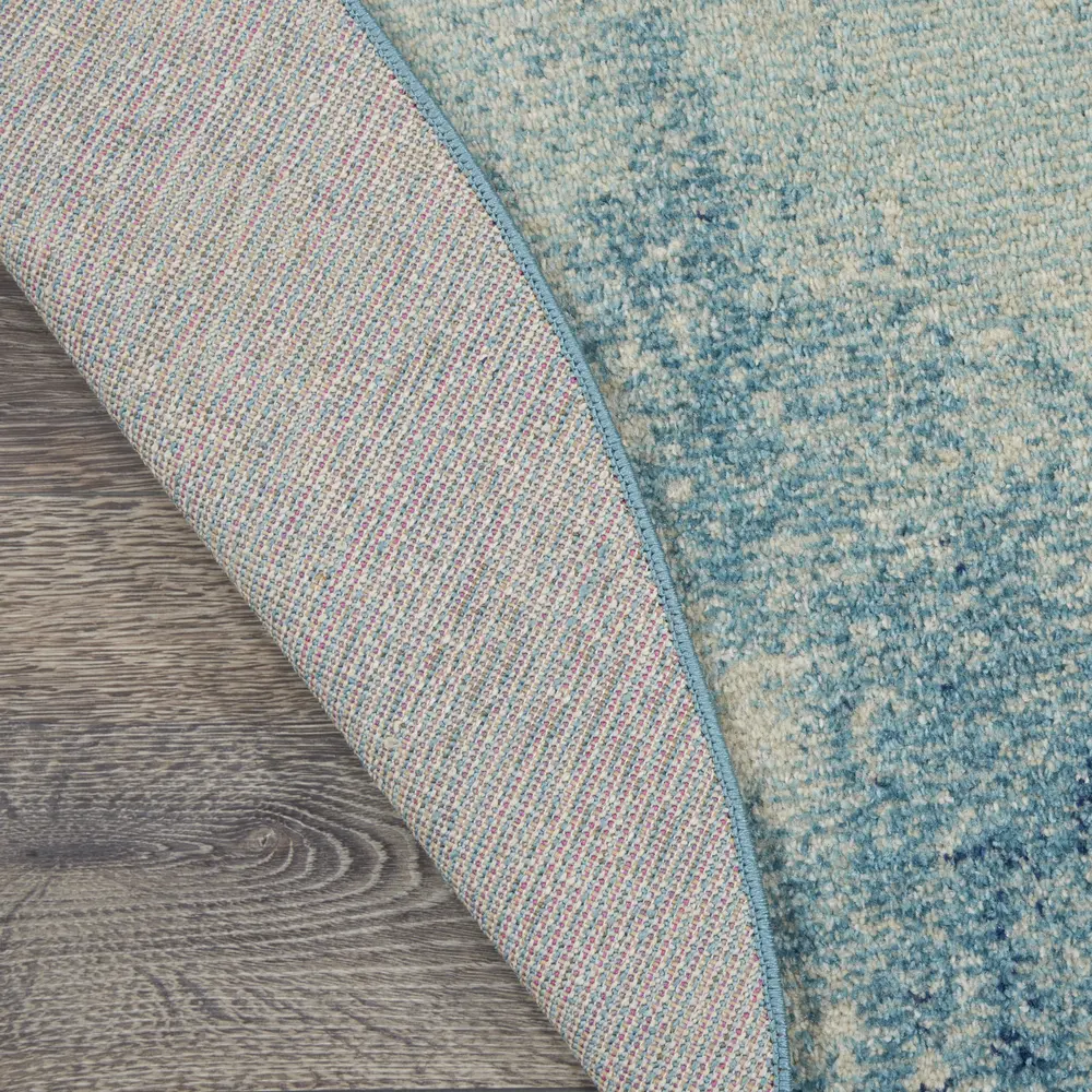 Nourison Passion 5' x Round Navy Light Blue Modern Indoor Rug