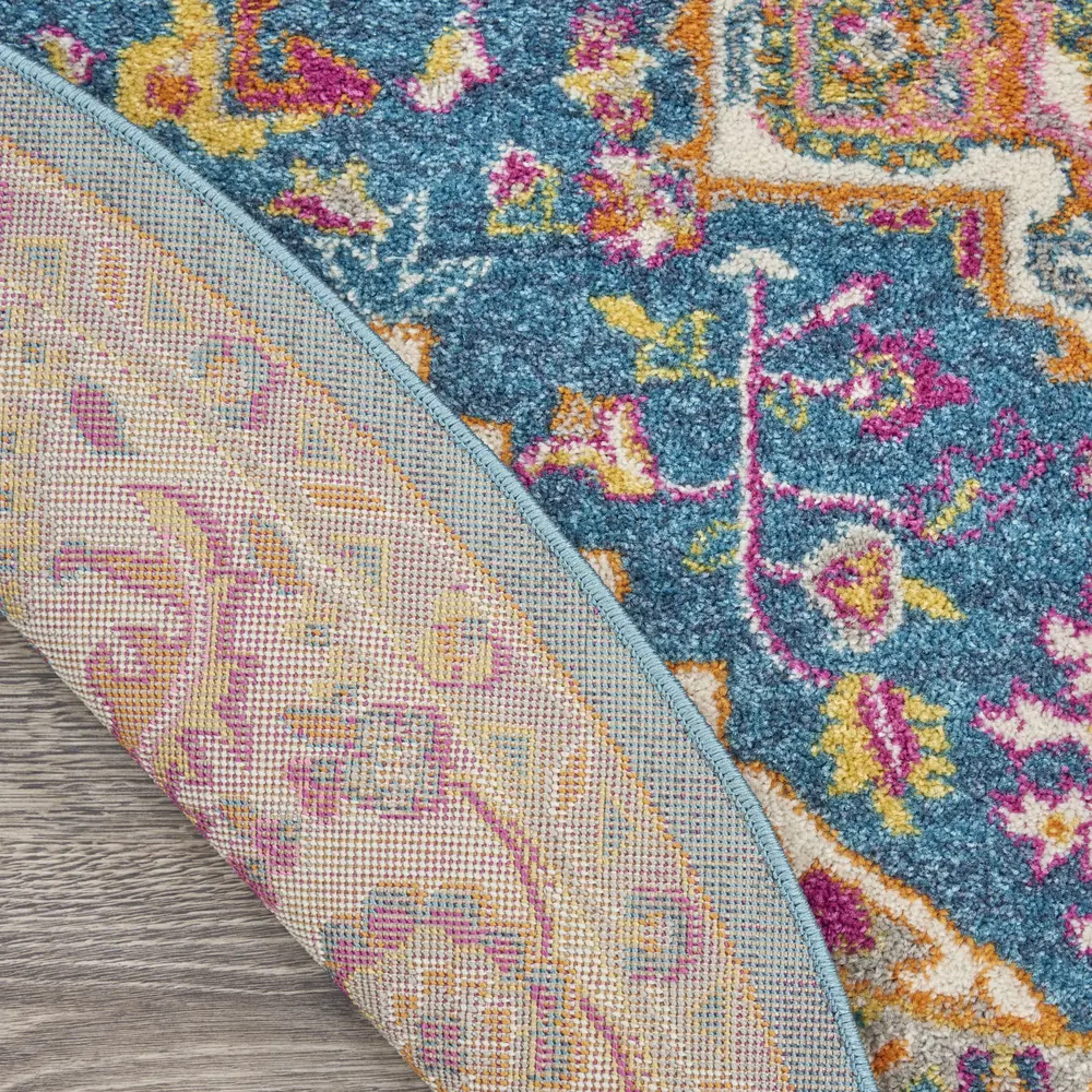 Nourison Passion 5' x Round Teal Multicolor Bohemian Indoor Rug