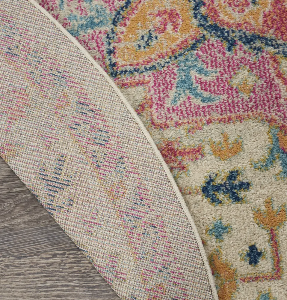 Nourison Passion 8' x Round Ivory Pink Bohemian Indoor Rug