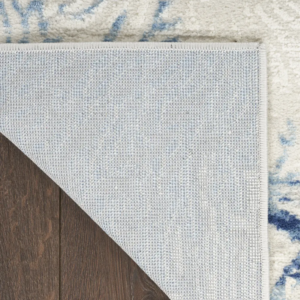 Nourison Pompeii 2' x 6' Ivory Grey Blue Coastal, Nautical & Beach Indoor Rug