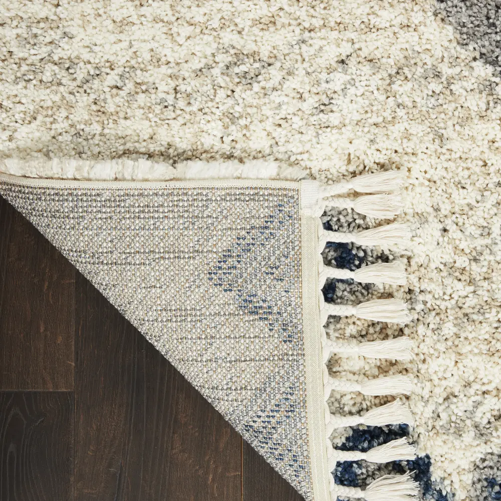 Nourison Scandinavian Shag 4' x 6' Ivory/Blue Shag Indoor Rug
