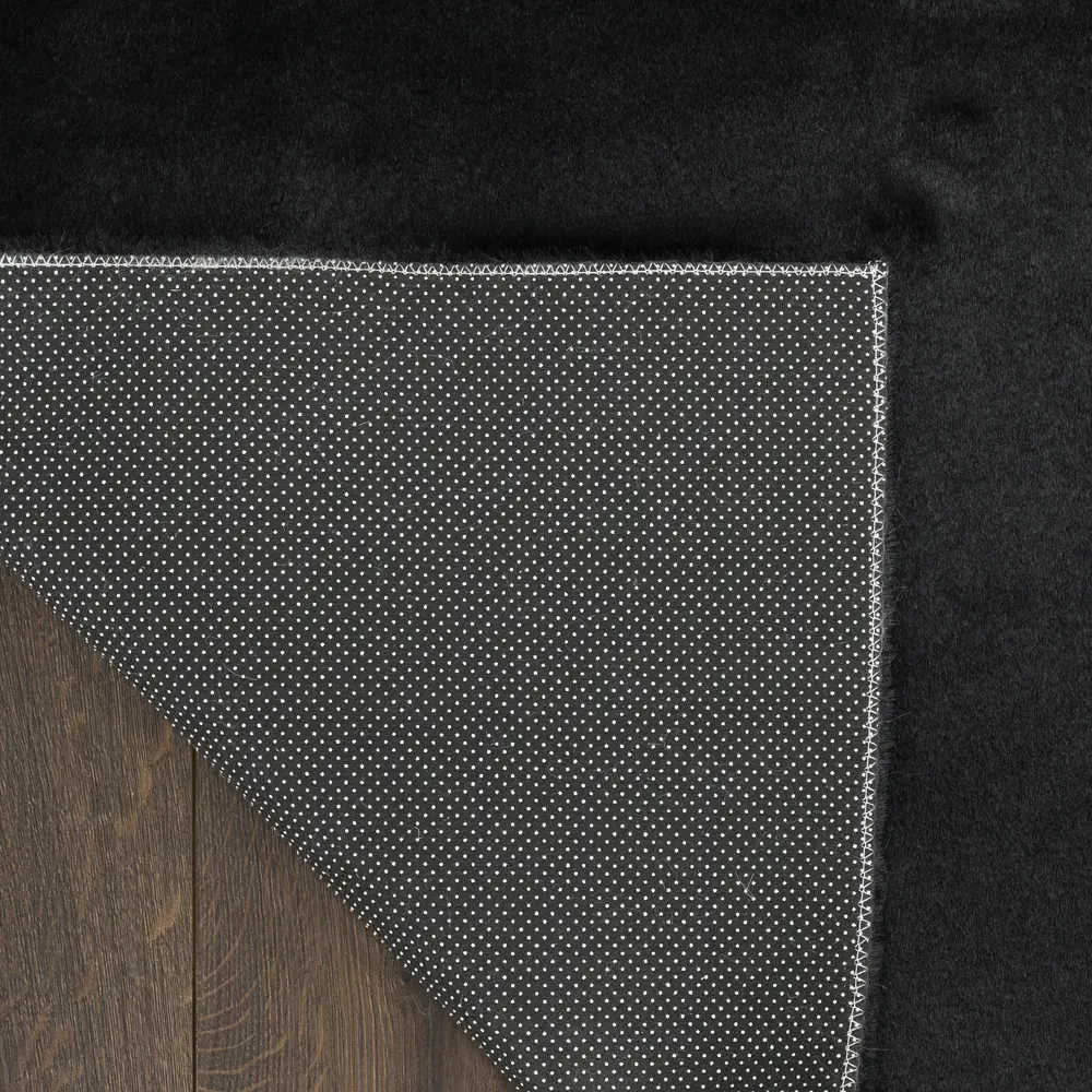 Nourison Soft Plush Rabbit Fur 4' x 6' Black Contemporary Indoor Rug