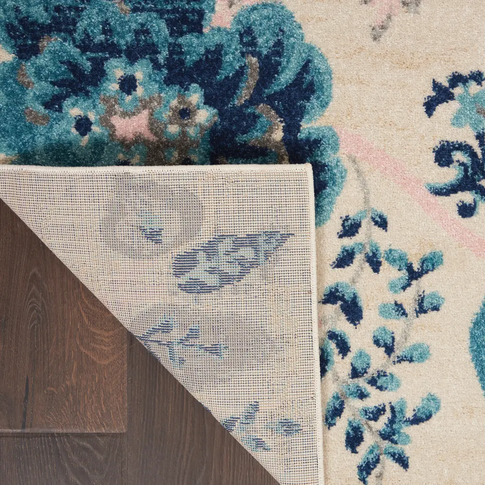 Nourison Tranquil 4' x 6' Ivory/Light Blue Farmhouse Indoor Rug