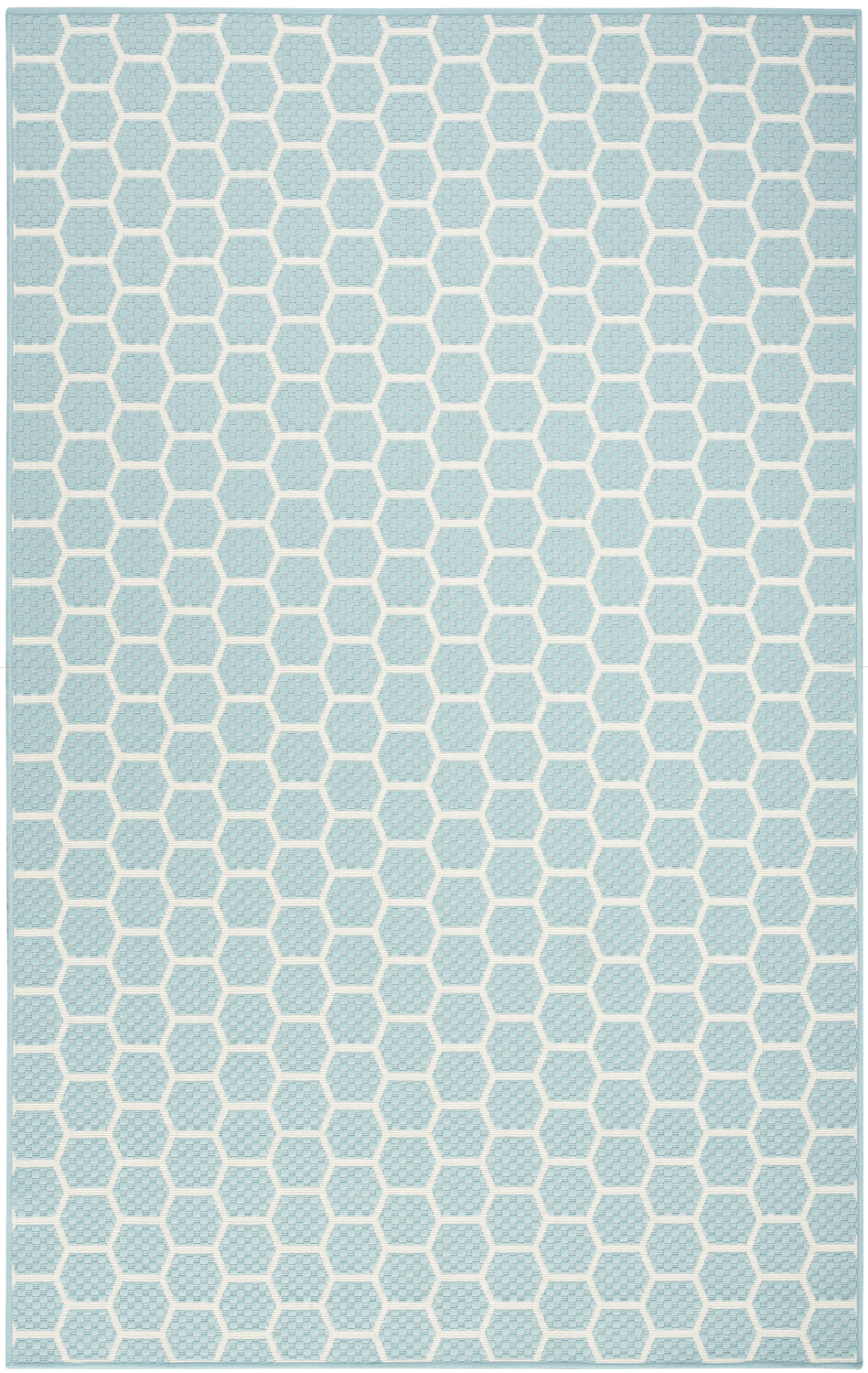 Nourison Reversible Indoor Outdoor 4' x 6' Aqua Modern Rug