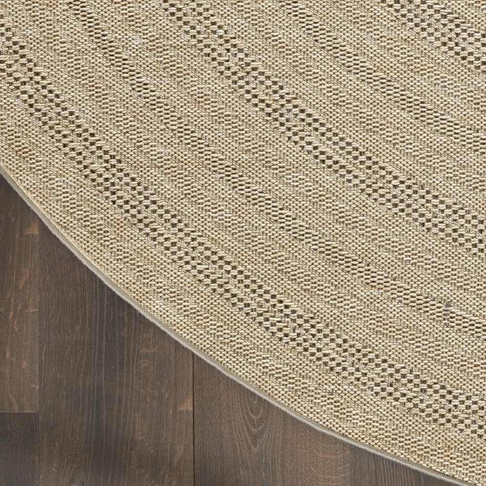 Nourison Tulum 8' x Round Taupe Grey Outdoor Rug