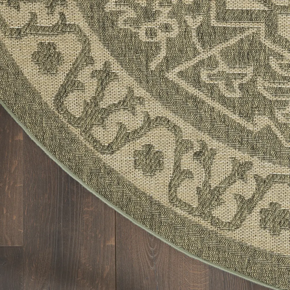 Nourison Tulum 8' x Round Olive Outdoor Rug