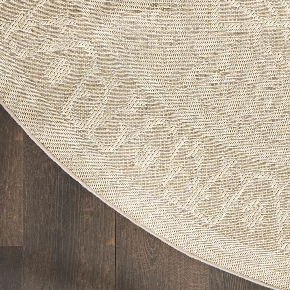 Nourison Tulum 8' x Round Cream Outdoor Rug