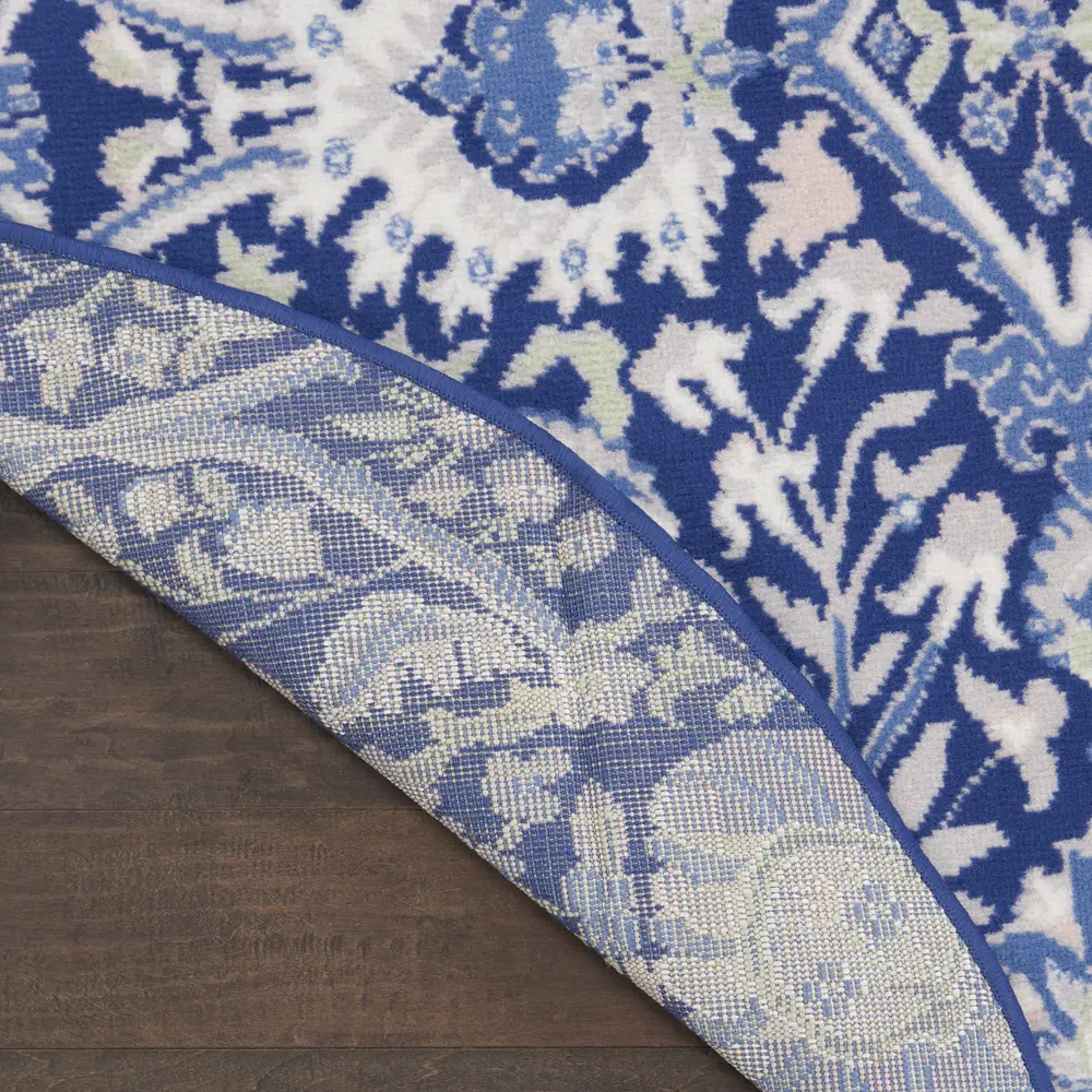 Nourison Whimsicle 5' x Round Navy Multicolor Farmhouse Indoor Rug