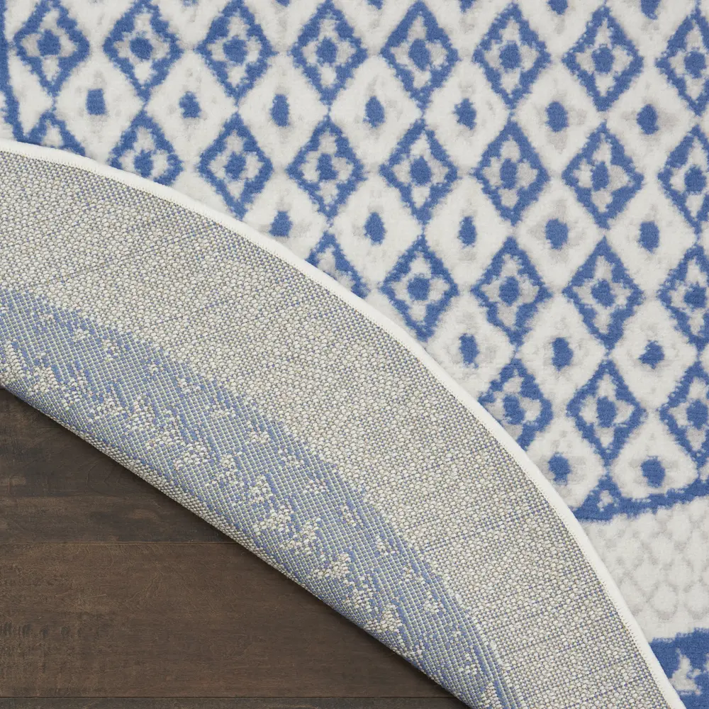 Nourison Whimsicle 5' x Round Ivory Blue Farmhouse Indoor Rug