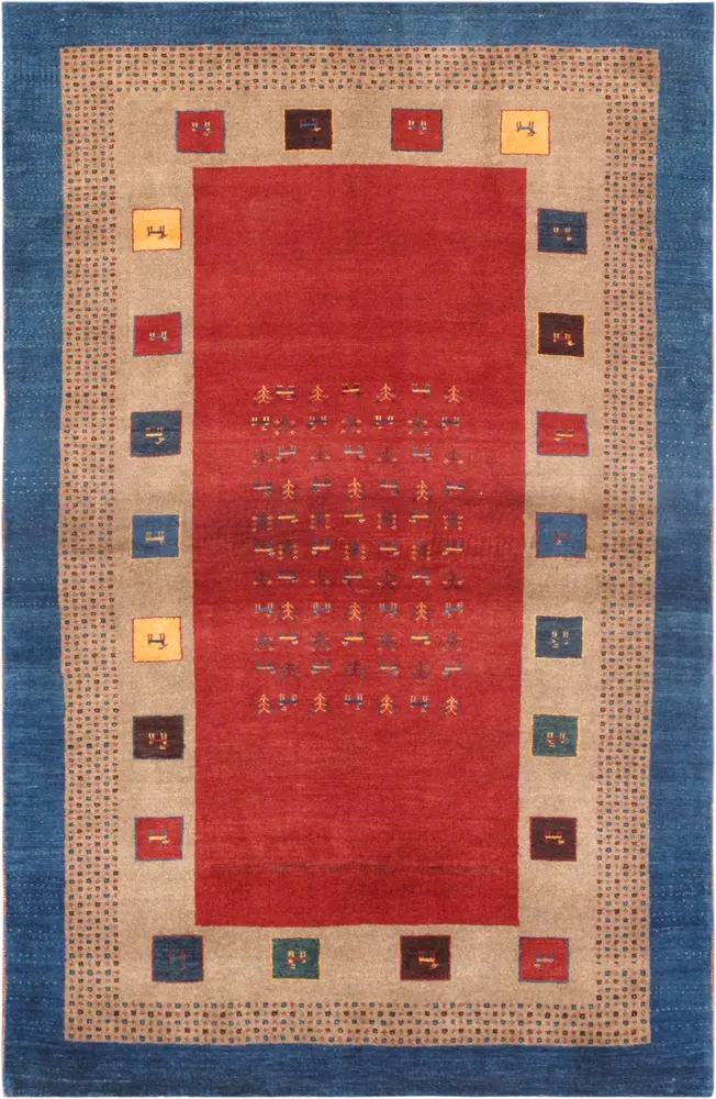 Pasargad Home Tribal Collection Hand-Knotted Lamb's Wool Area Rug- 3' 11