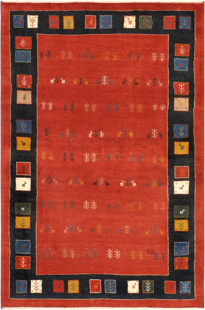 Pasargad Home Tribal Collection Hand-Knotted Lamb's Wool Area Rug- 3' 11